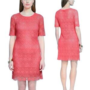 NWT LAUREN Ralph Lauren Crochet Lace Dress In Sunrise Coral Size Small